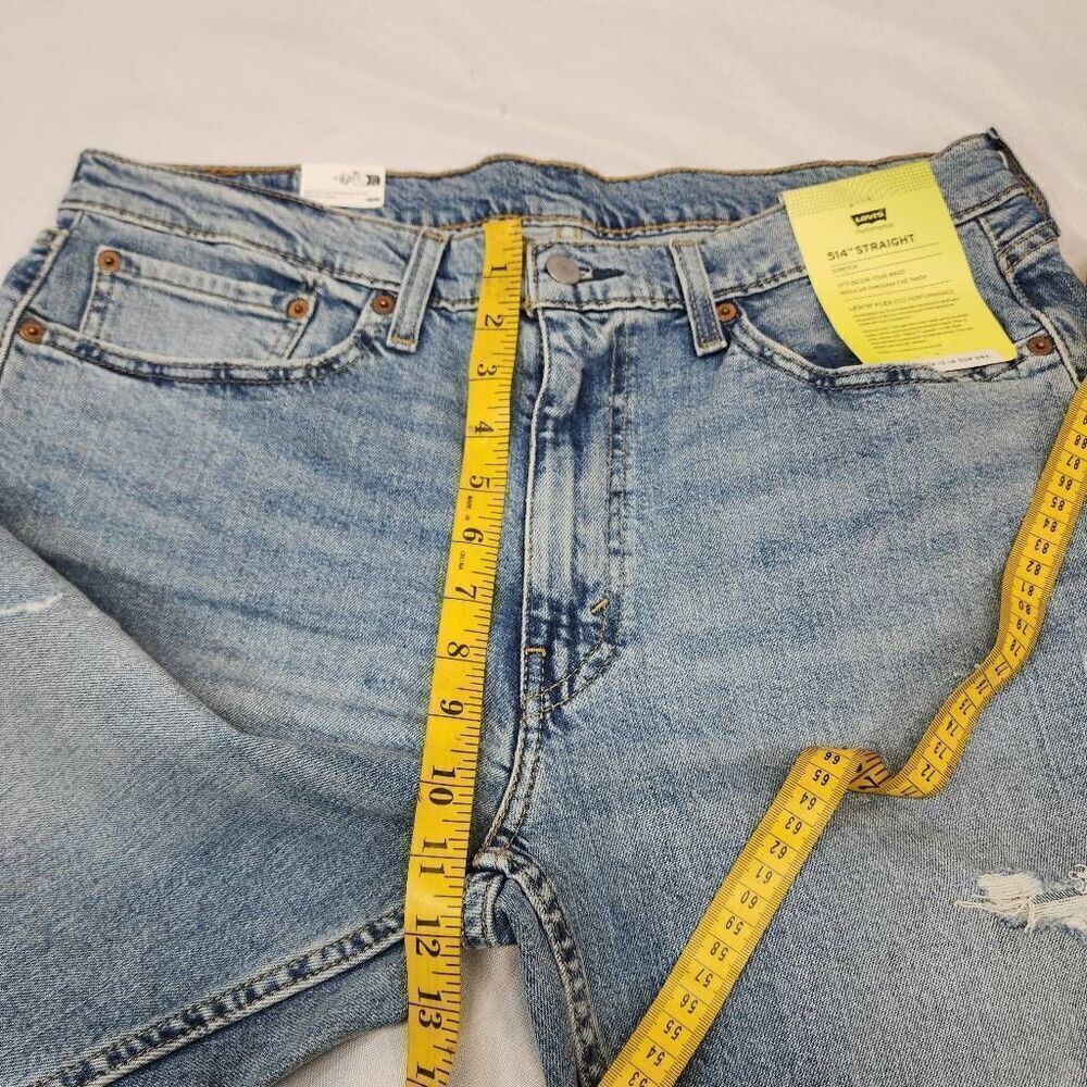 Levi's 514 Jeans Mens 36x29 Straight Leg Medium Wash Blue Denim Distressed Pants - Picture 4 of 8